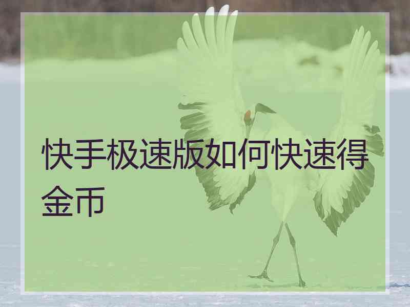 快手极速版如何快速得金币