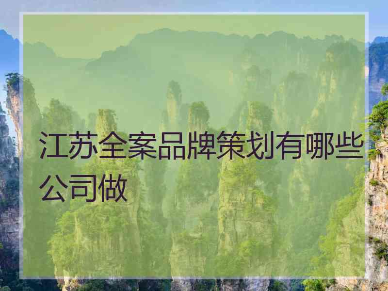 江苏全案品牌策划有哪些公司做