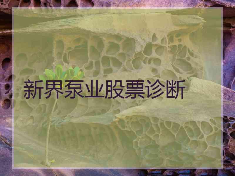 新界泵业股票诊断