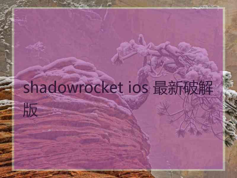 shadowrocket ios 最新破解版