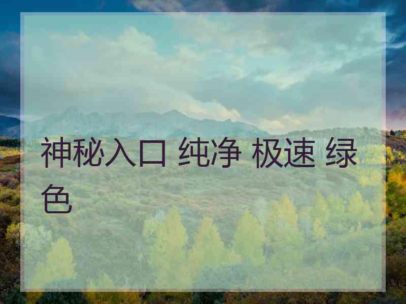神秘入口 纯净 极速 绿色