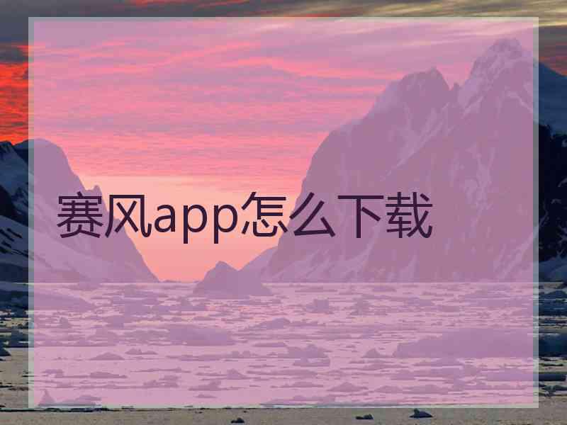 赛风app怎么下载
