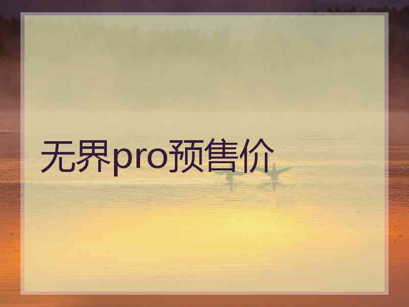 无界pro预售价