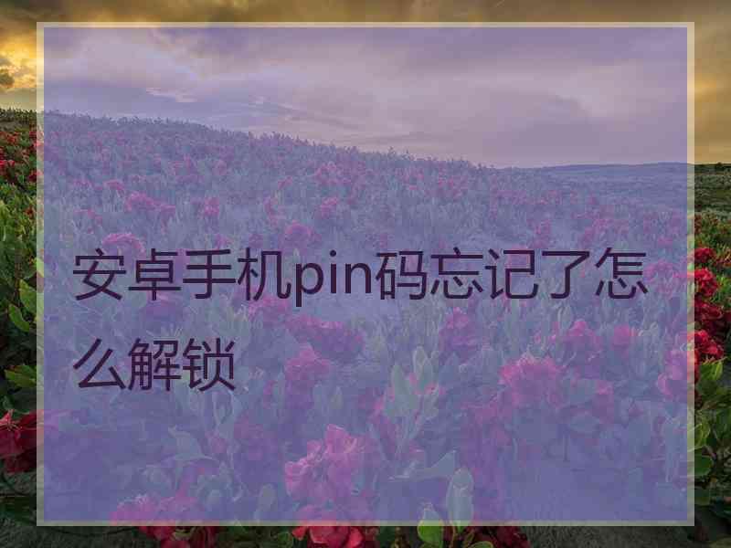 安卓手机pin码忘记了怎么解锁