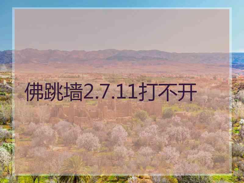 佛跳墙2.7.11打不开