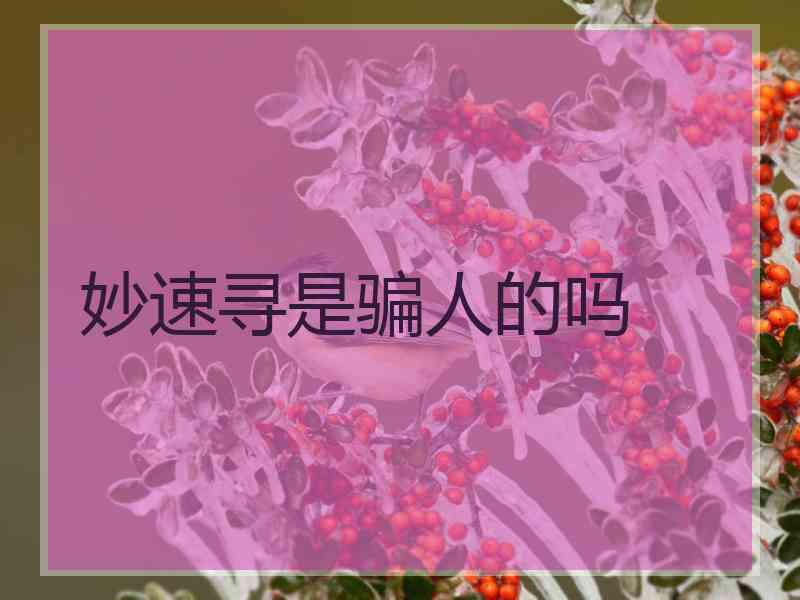 妙速寻是骗人的吗
