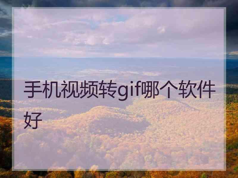 手机视频转gif哪个软件好