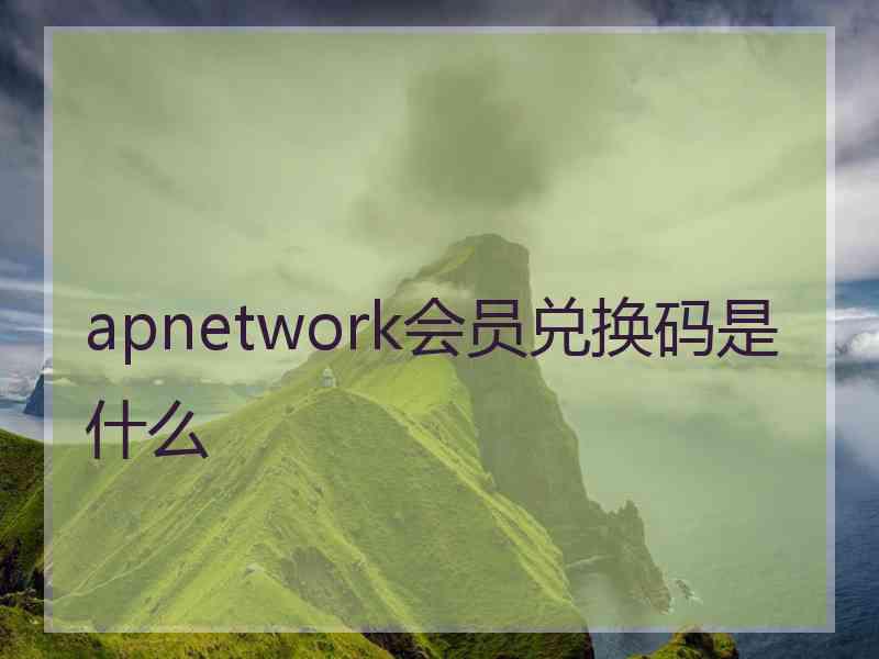 apnetwork会员兑换码是什么