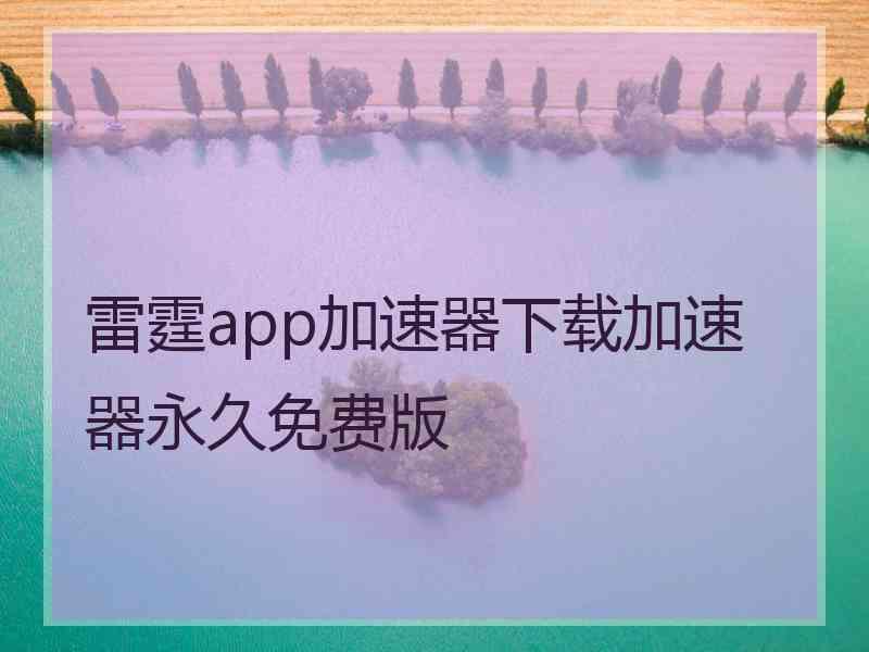 雷霆app加速器下载加速器永久免费版